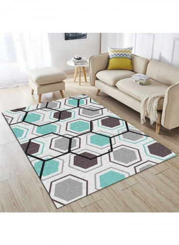 Printed Bedside Rug Off White/Green/Brown 140x200cm
