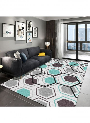 Printed Bedside Rug Off White/Green/Brown 140x200cm