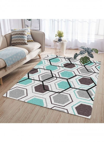 Printed Bedside Rug Off White/Green/Brown 140x200cm
