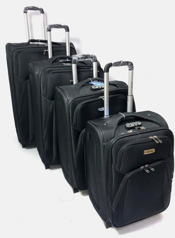 4 Piece Luggage Trolley Set Black