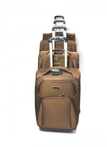 4 Piece Luggage Trolley Set Brown