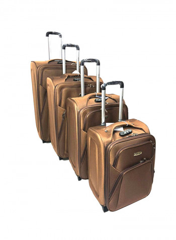 4 Piece Luggage Trolley Set Brown