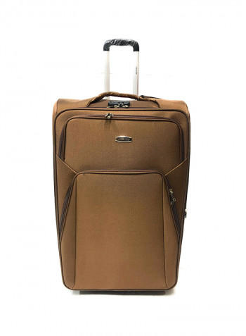 4 Piece Luggage Trolley Set Brown