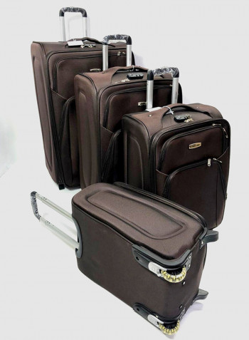 4 Piece Luggage Trolley Set Coffee