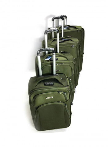 4 Piece Luggage Trolley Set Green