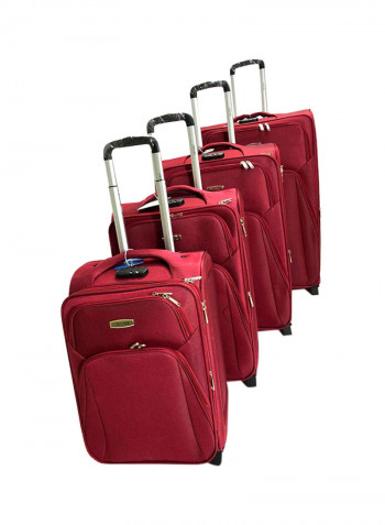 4 Piece Luggage Trolley Set Red
