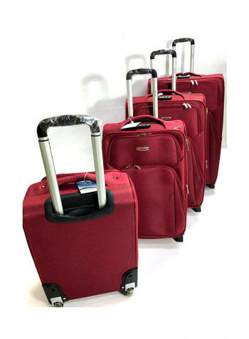 4 Piece Luggage Trolley Set Red