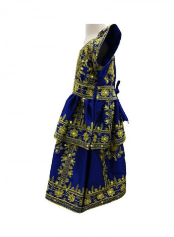Al Darzy Bahraini Traditional Jalabiya أزرق/ ذهبي