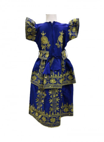 Al Darzy Bahraini Traditional Jalabiya Blue/Gold