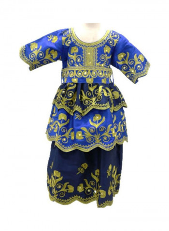 Al Darzy Bahraini Traditional Jalabiya Blue/Gold