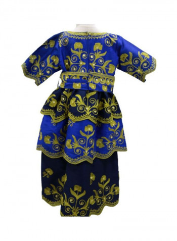 Al Darzy Bahraini Traditional Jalabiya Blue/Gold