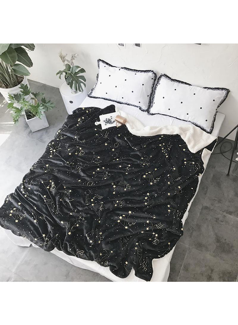 Constellation Print Soft Throw Blanket Cotton Black 150x200centimeter