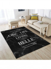 Printed Living Room Floor Rug Black/White 140x200cm