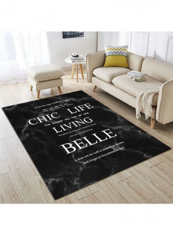 Printed Living Room Floor Rug Black/White 140x200cm