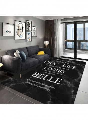 Printed Living Room Floor Rug Black/White 140x200cm