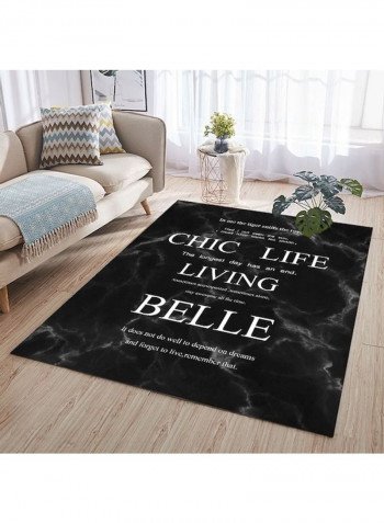 Printed Living Room Floor Rug Black/White 140x200cm