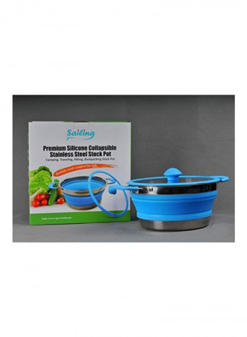 Silicone Stock Pot Blue/Silver 11x10x3inch