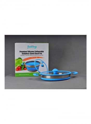 Silicone Stock Pot Blue/Silver 11x10x3inch