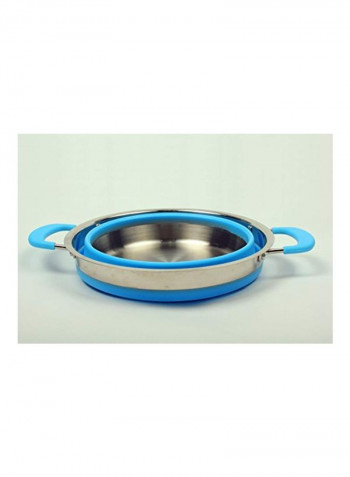Silicone Stock Pot Blue/Silver 11x10x3inch