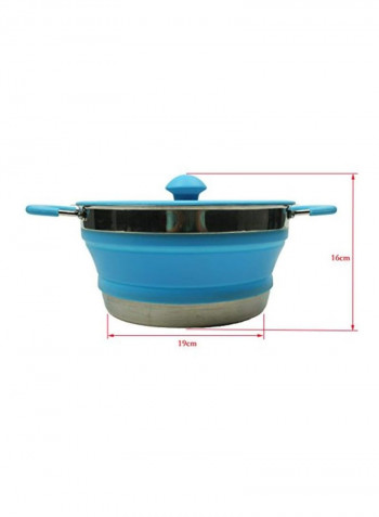 Silicone Stock Pot Blue/Silver 11x10x3inch