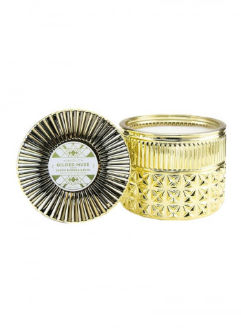Gilded Muse Faceted Jar Candle - Exotic Blossom And Basil White 4.25x4.25inch