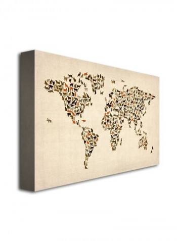 World Map Of Cats Canvas Wall Art Multicolour 16 x 24inch
