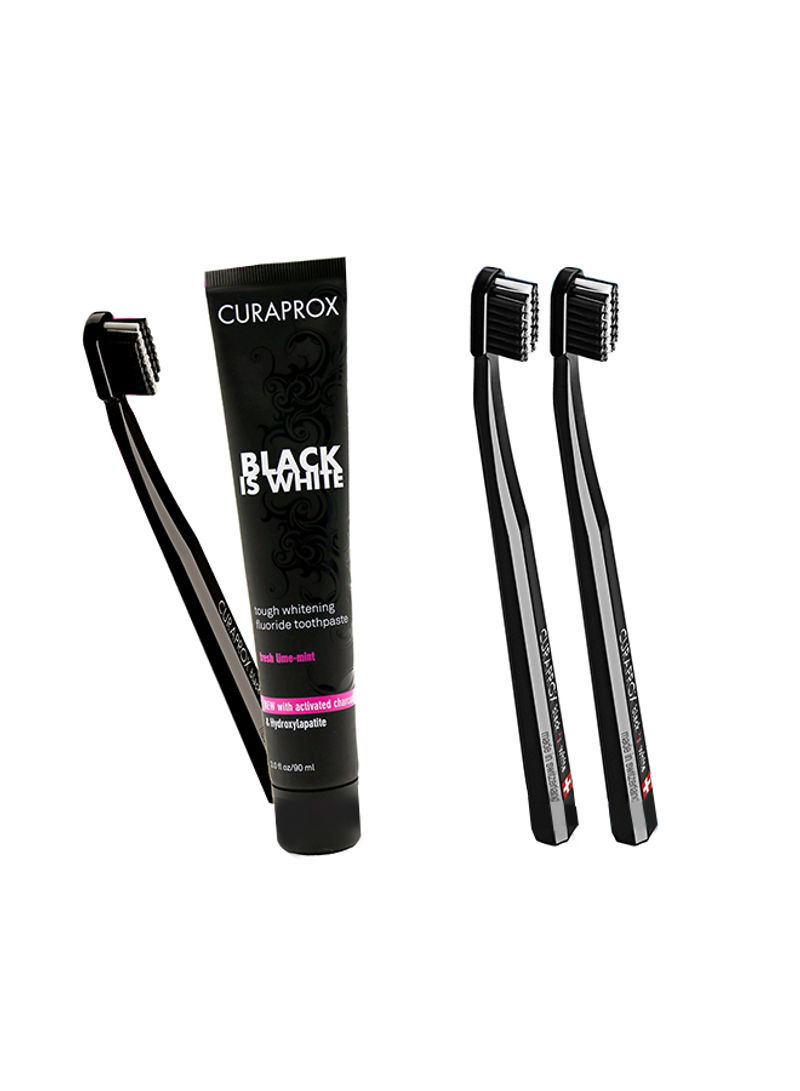 Black Is White Charcoal Whitening Toothpaste Set Black 90ml