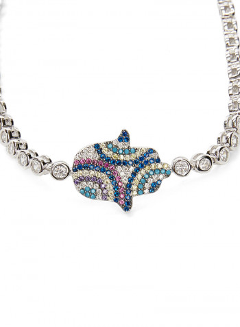 925 Sterling Silver Fatima Hand Adjustable Bracelet