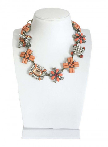 Crystal Enamel Necklace With Pearl Collar