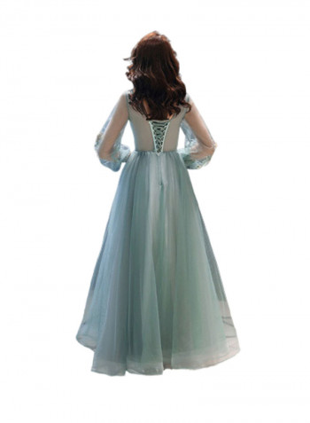 Long Flared Evening Dress Green