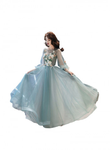 Long Flared Evening Dress Green