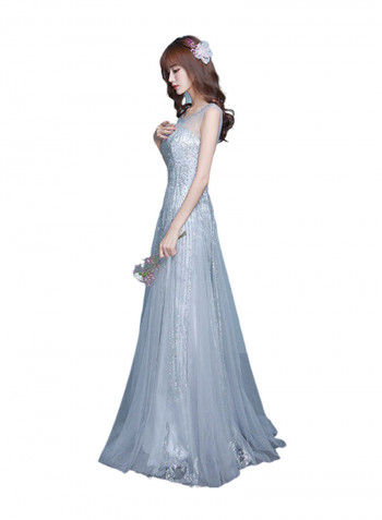 Sequin Queen Evening Dress Grey
