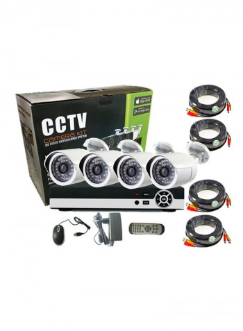 4-Piece 1.3 MP CCTV Home Security Bullet Camera Kit White/Black