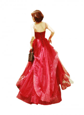 Long Flared Evening Dress Red