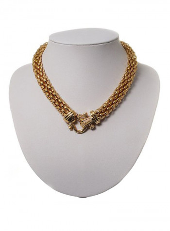 Brass Gold Tone Mesh Buckle Choker