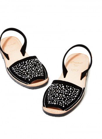 Iker Leather Slingback Sandals Black