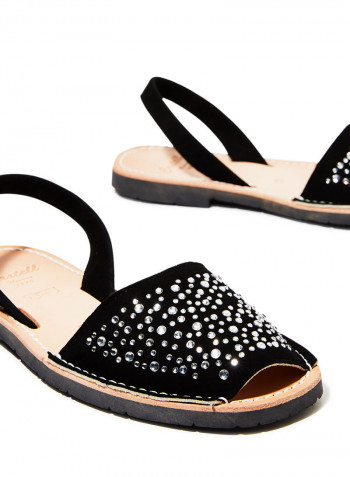 Iker Leather Slingback Sandals Black