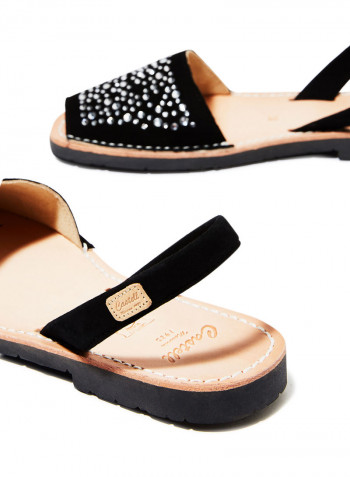 Iker Leather Slingback Sandals Black