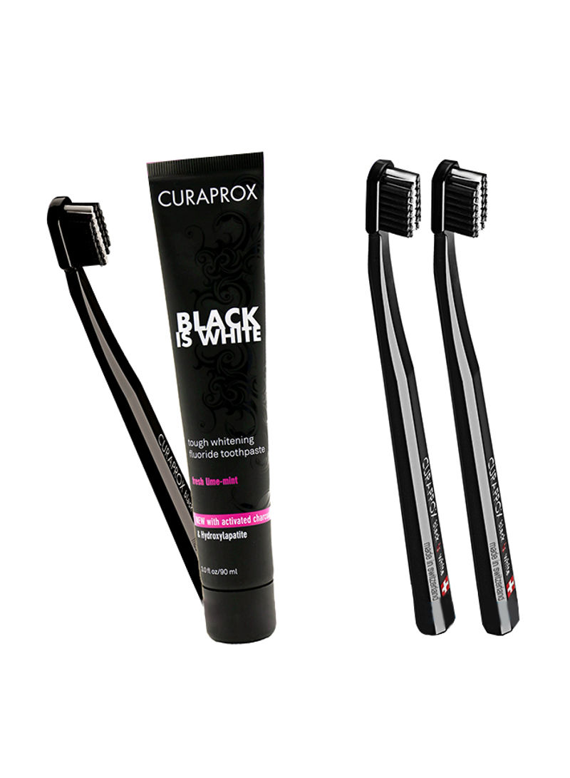 4-Piece Black Is White Charcoal Whitening Toothpaste And Toothbrush Set Black