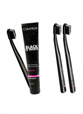 4-Piece Black Is White Charcoal Whitening Toothpaste And Toothbrush Set أسود