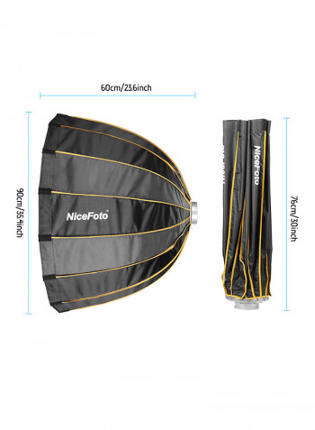 Quick Set-Up Folding Deep Parabolic Umbrella Soft Box Black