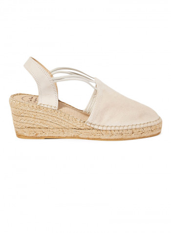 Tremp Elastic Strap Wedge Sandals Beige