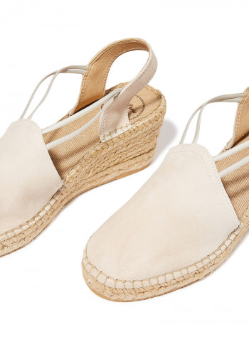 Tremp Elastic Strap Wedge Sandals Beige