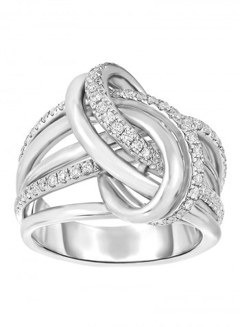 925 Sterling Silver Cubic Zirconia Studded Lover Knot Ring