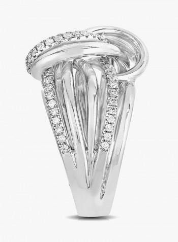 925 Sterling Silver Cubic Zirconia Studded Lover Knot Ring