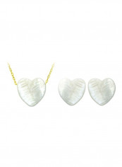 Pack Of 3 10 Karat Gold Heart Shape Mother Of Pearl Jewellery Set