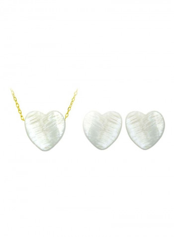 Pack Of 3 10 Karat Gold Heart Shape Mother Of Pearl Jewellery Set