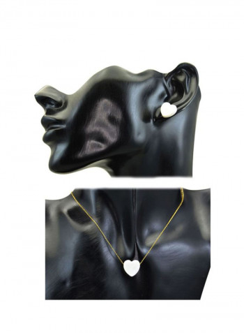 Pack Of 3 10 Karat Gold Heart Shape Mother Of Pearl Jewellery Set