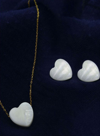 Pack Of 3 10 Karat Gold Heart Shape Mother Of Pearl Jewellery Set