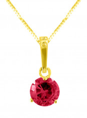 18 Karat Solid Yellow Gold Zircon Pendant Necklace